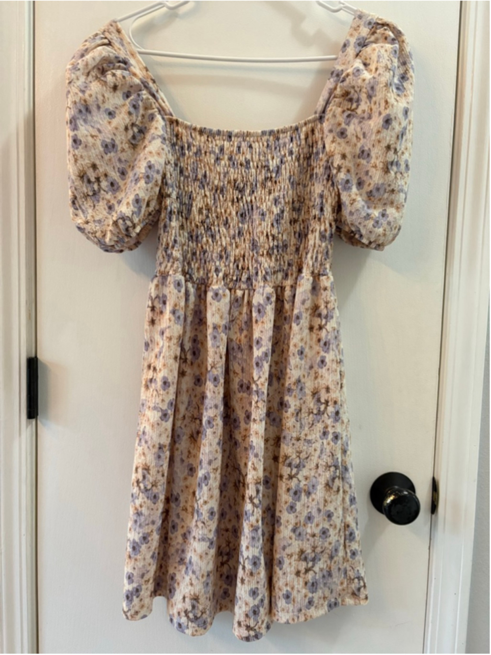 H&M Smocked Floral Puff Sleeve Dress Cottagecore Size M